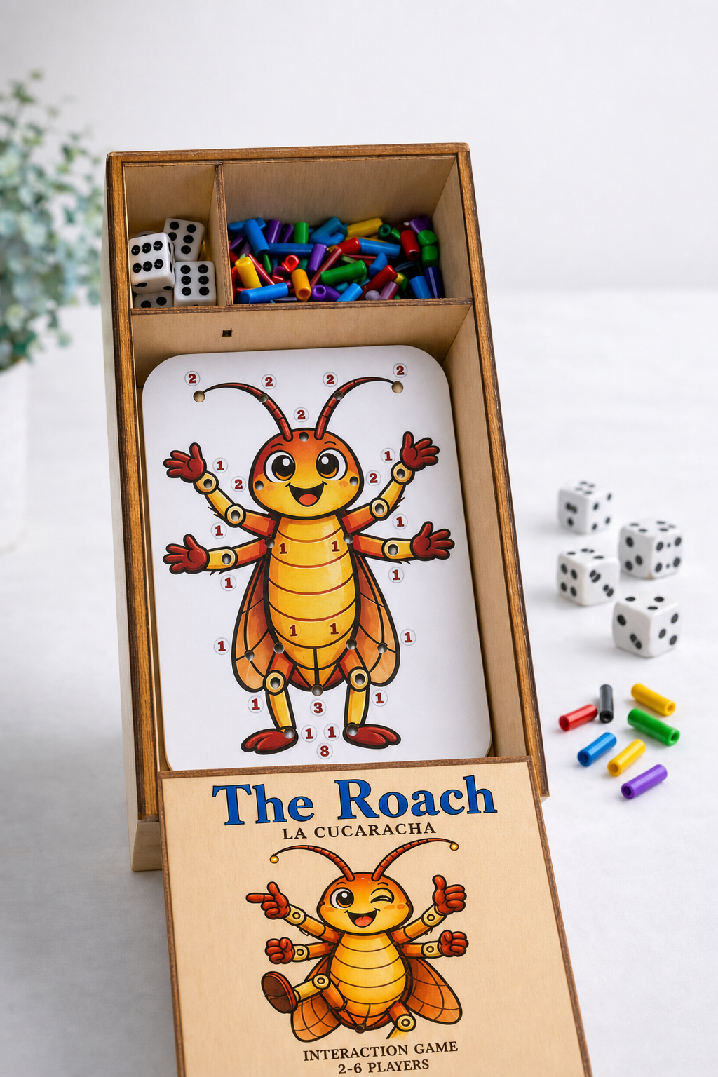 The Roach – Wooden Dice & Peg Family Game (2–6 Players)