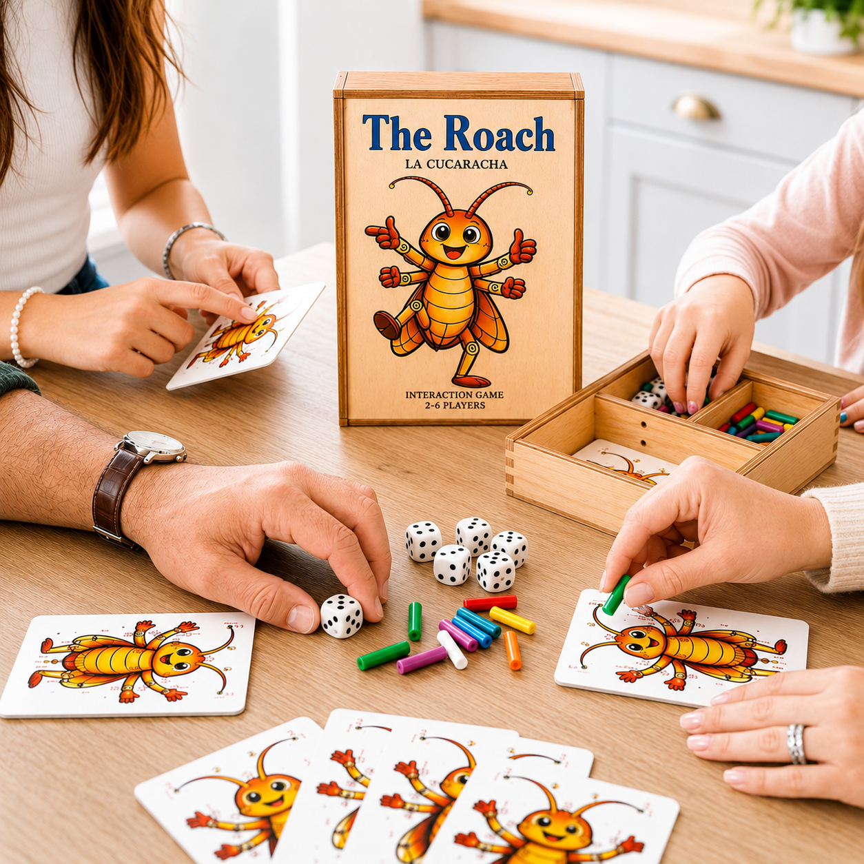 The Roach – Wooden Dice & Peg Family Game (2–6 Players)